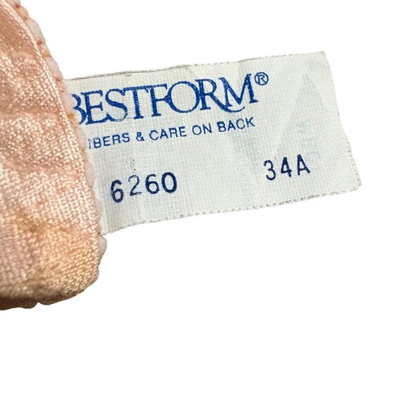 Vintage Bestform #6260 34A Peach Satin & Lace Bralette Front Closure - Picture 3 of 3